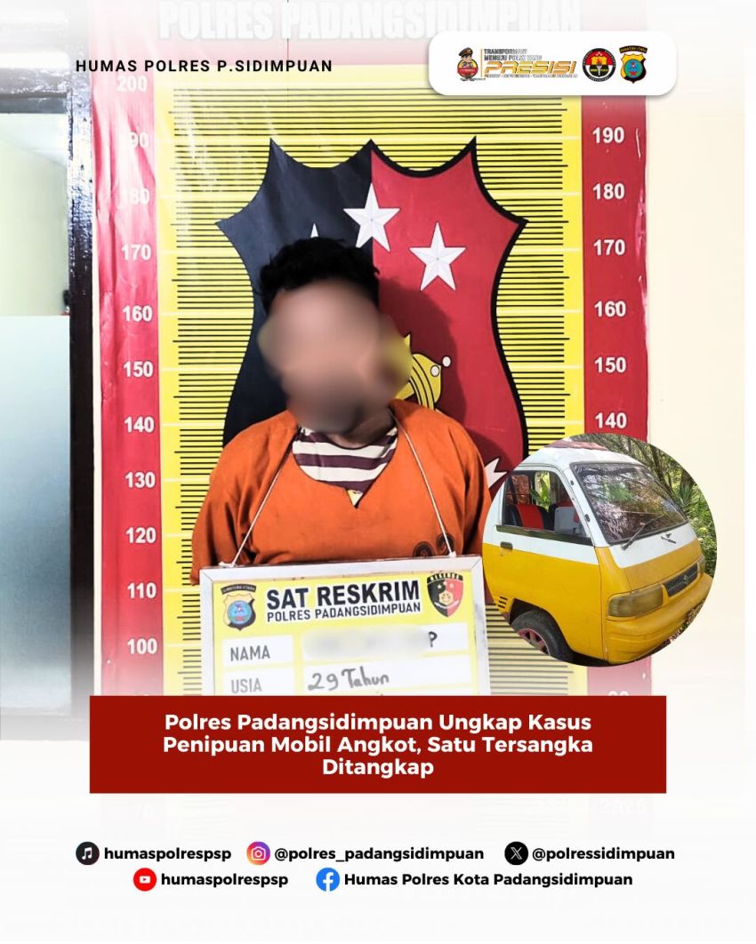 Bawa Kabur Mobil Angkot, Pria 29 Tahun Ditangkap Sat Reskrim Polres Padangsidimpuan
