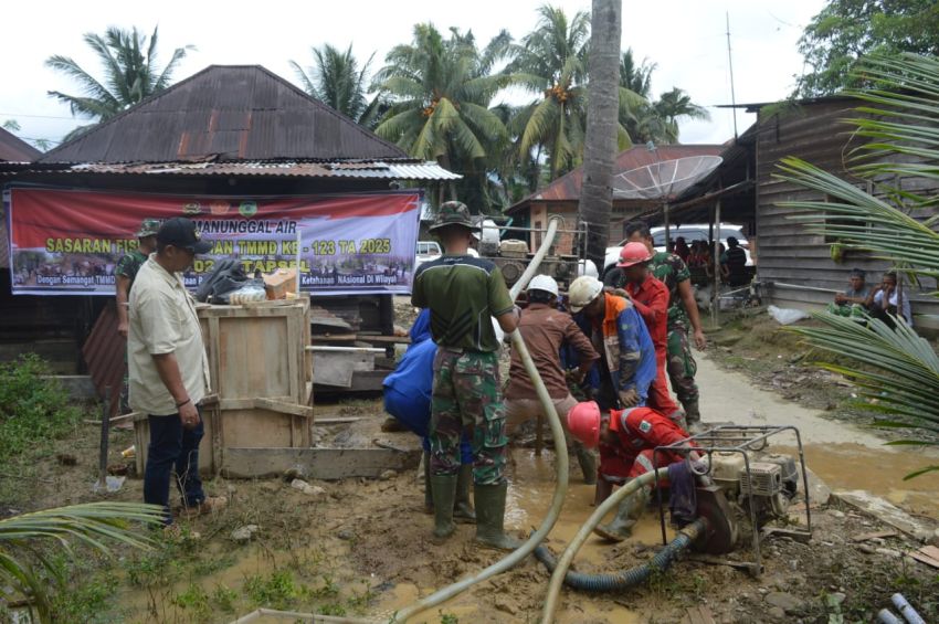Sumur Bor Ketiga TMMD Ke-123 Kodim 0212/Tapsel: Solusi Air Bersih untuk Warga Desa Tapian Nauli yang Membawa Harapan Baru