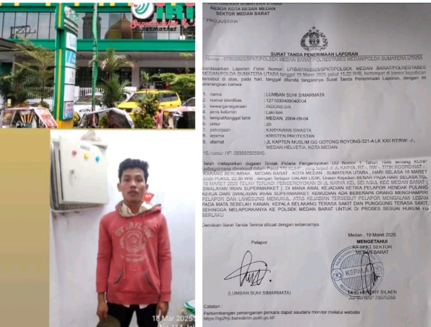 Diduga Diniaya Oleh Teman Kerja, Security Irian Supermarket Buat Lp ke Polsek Medan Barat