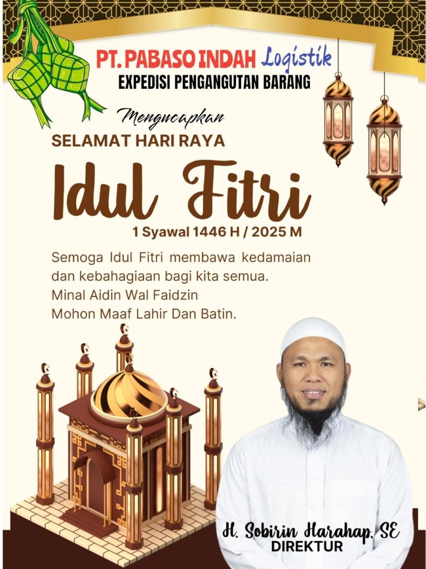 Direktur Pabaso Indah Logistik Mengucapkan Selamat Hari Raya Idul Fitri 1446 H
