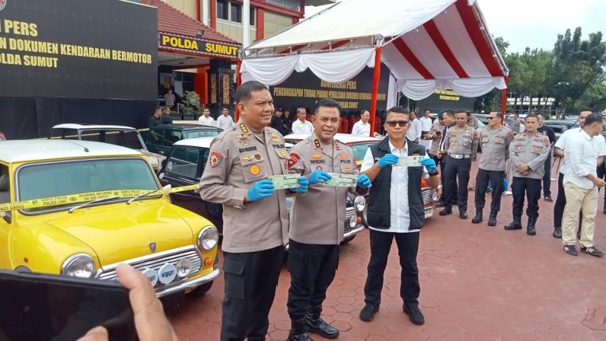 Polda Sumut Ungkap Pemalsuan Dokumen Antar Provinsi 26 Unit Ranmor 8 Mobil Antik Disita
