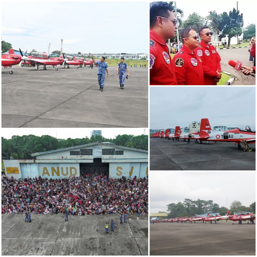 Lanud Soewondo Disesaki Ribuan Pengunjung, Sambut Kehadiran Jupiter Aerobatic Team Usai Misi Internasional di LIMA 2025