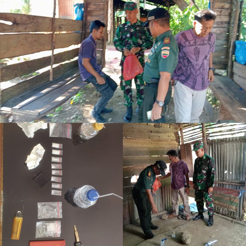 Mantap Danramil 01/B.Toru,Kapten Inf H. Sirait Gercep dan Pimpin Penggerebekan Lokasi Tempat Transaksi Narkoba di Wek II