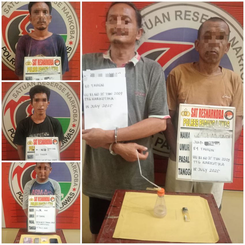 GSN di Lubuk Bunut, Satresnarkoba Polres Palas Berhasil Amankan 1 Pengedar dan 4 Pengguna Sabu