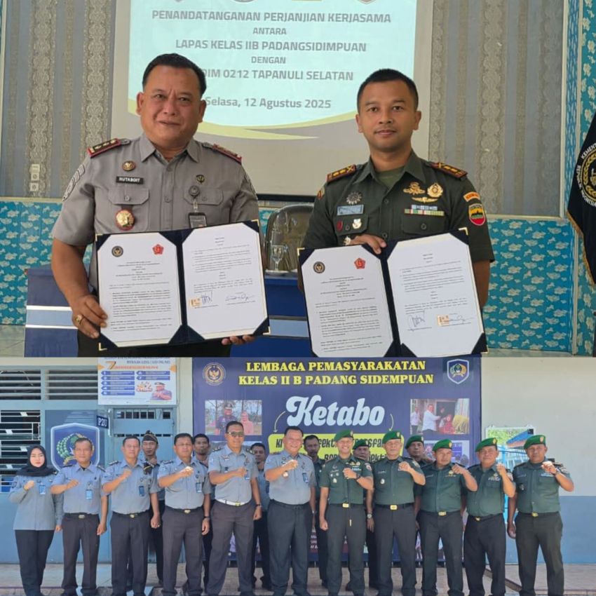 Kolaborasi Strategis,Kalapas dan Dandim 0212/Tapsel Teken MoU diLapas Padangsidimpuan