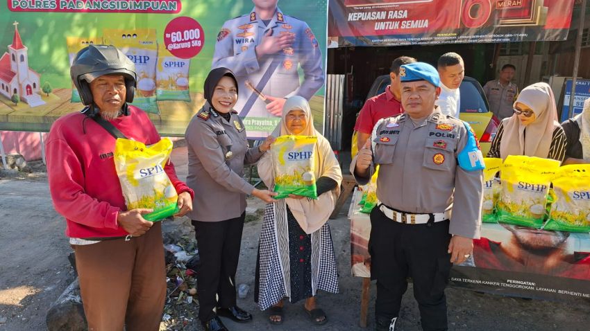 Polres Padangsidimpuan Gelar Gerakan Pangan Murah, 8 Ton Beras SPHP Ludes Terjual