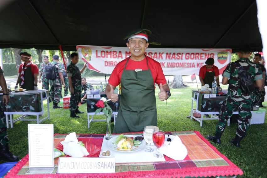 Sambut HUT ke-80 RI, Dandim 0208/Asahan Ikut Lomba Masak Nasi Goreng di Kodam I/BB