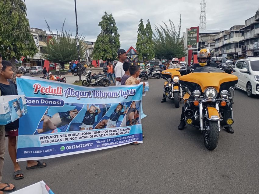 Rombongan Moge Donasi Balita Penderita Tumor Perut di Padangsidimpuan